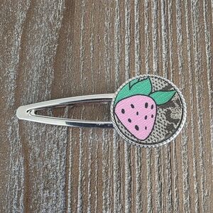 Upcycled Gucci Strawberry Hair clip Silver